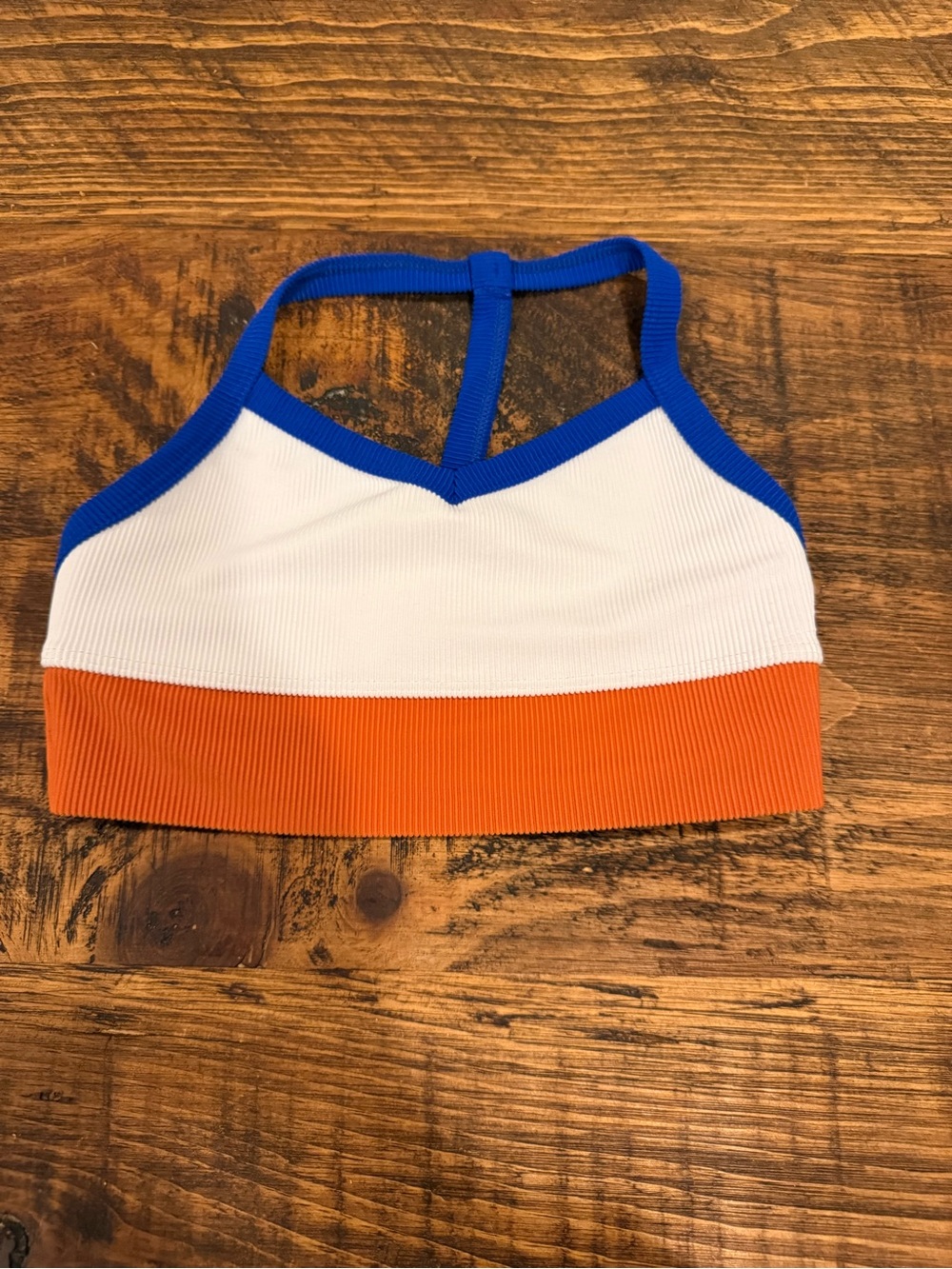 Girls White, Blue & Orange Athletic Crop Top - Five Dancewear